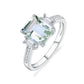 Unique 2.38Ct 7x9mm Octagon Cut Moss Agate There Stone Engagement Ring in 925 Sterling Silver