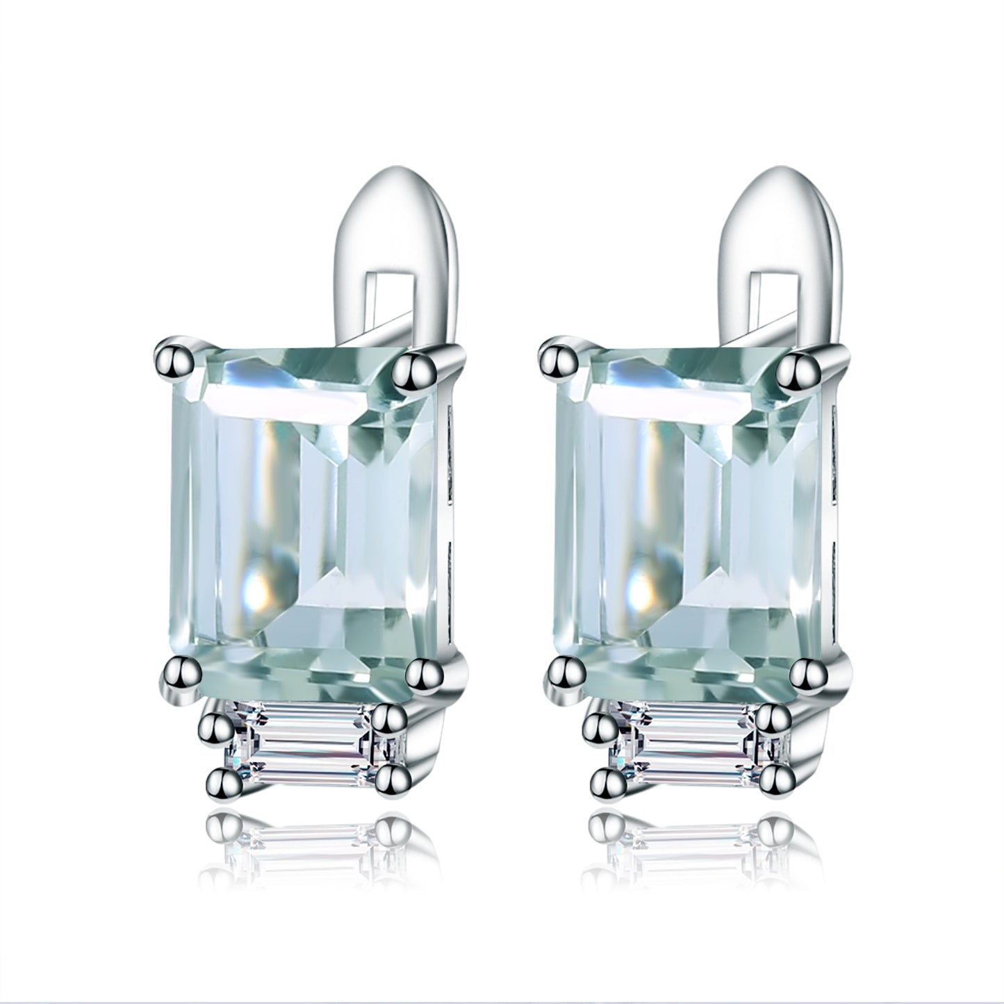 2.37Ct 6x8mm Octagon Cut Moss Agate Studs Earrings in 925 Sterling Silver Women Gemstone Earrings