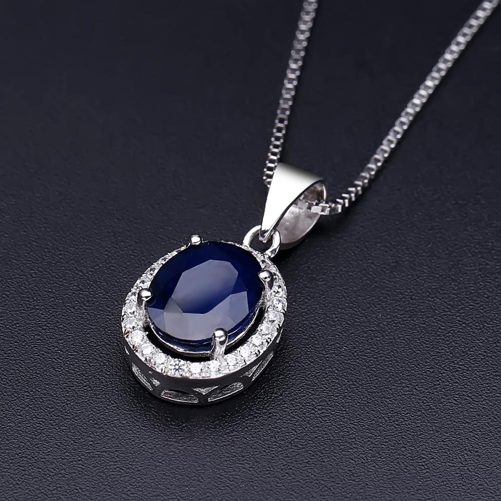 8.08Ct Oval Natural Blue Sapphire Gemstone Jewelry Set 925 Sterling Silver Pendant Earrings Ring Set