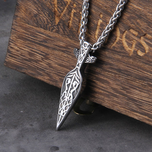 Never Fade viking sword spear pendant necklace viking scandinavian norse viking necklace Men Stainless Steel