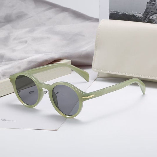 Green Oval Frame Round Sunglasses