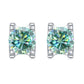 925 Silver - 6 Prong Round Stud Earrings 5mm Green Color Moissanite Earrings For Women