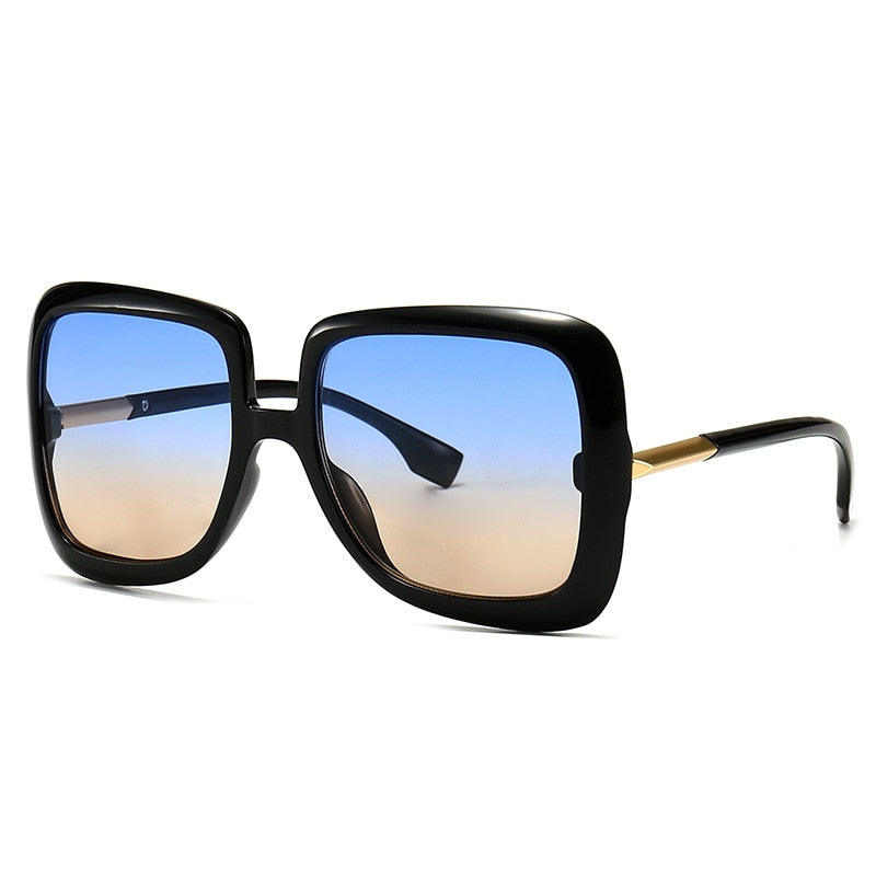 Retro Oversized Sunglasses Vintage Square Fashion Big Large Grain Frame