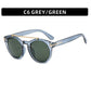 Retro Gray Green Round Rivet Sunglasses Women