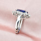 Grand Blue Oval AAAAA CZ Engagement Ring for Women Solid 925 Sterling Silver