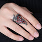 Natural Red Garnet Gemstone Open Finger Ring 925 Sterling Sliver Vintage Gothic Punk Ring