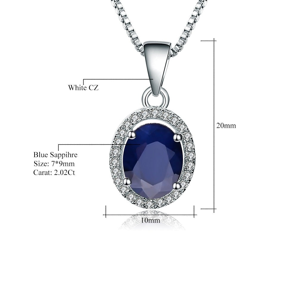 Natural Blue Sapphire 925 Silver Pendant Necklace For Women Necklace Jewelry