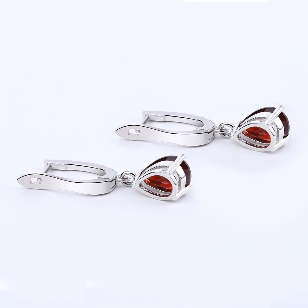 Natural Red Garnet Drop Earrings Solid 925 Sterling Silver Fine Jewelry 4.31Ct