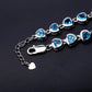Heart Natural Swiss Blue Topaz Chain Link Bracelet Pure 100% 925 Sterling Silver