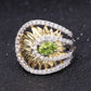 925 Sterling Silver Handmade Ring Earrings Sets 1.89Ct  Natural Peridot Gemstone Sunflower Jewelry Set