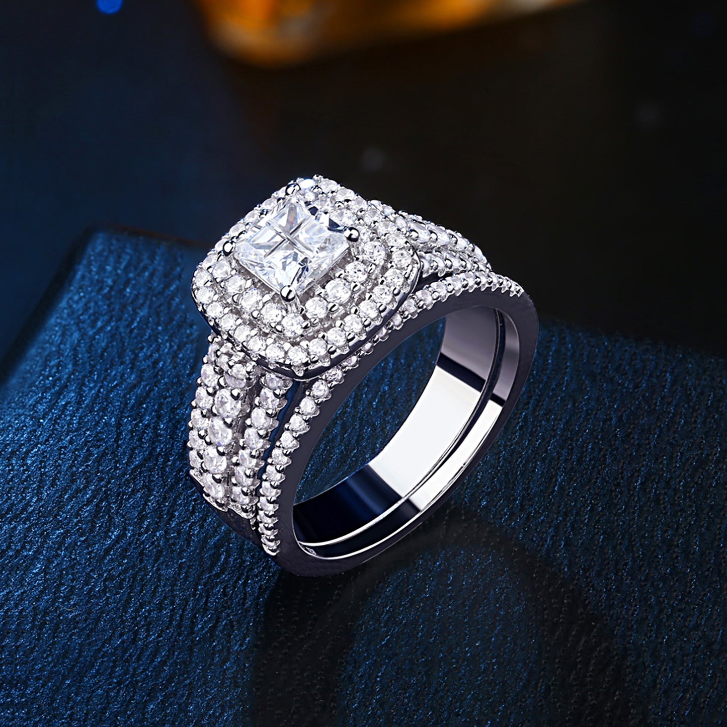 Elegant Sterling Silver Halo Wedding Ring For Women