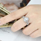2Pcs Halo Oval Cut Engagement Ring Set Wedding Band for Women Solid 925 Sterling Silver Dazzling AAAAA CZ
