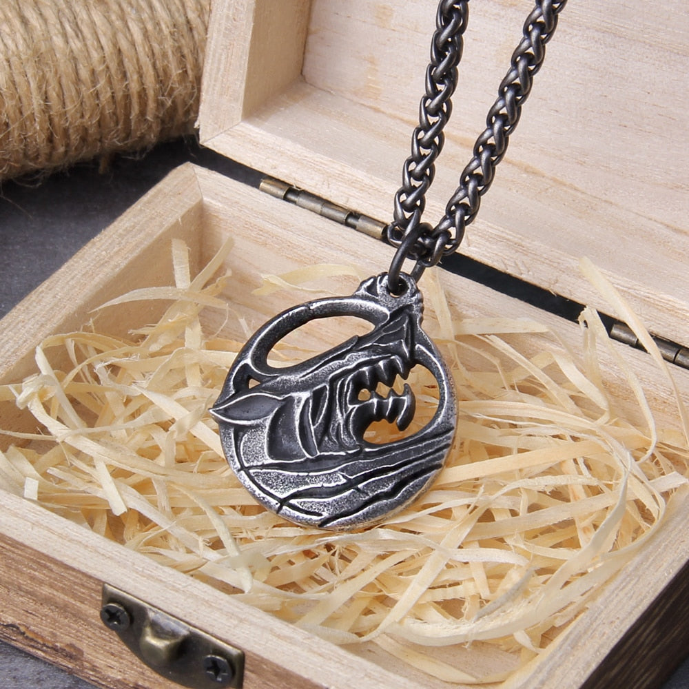 Men stainless steel Wolf head Norse Viking pendant necklace Vikings