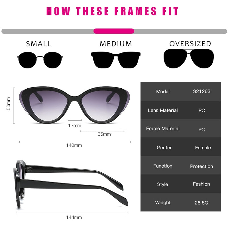 Retro Big Frame Women Cat Eye Sunglasses