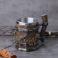 Viking Wood Style Beer Mug Simulation Wooden Barrel Beer Cup with brass Jump Ring Drinking Mug Metal Insulated Bar Drinking