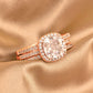 Rose Yellow Gold Halo Cushion AAAAA CZ Engagement Rings Set For Women 925 Sterling Silver