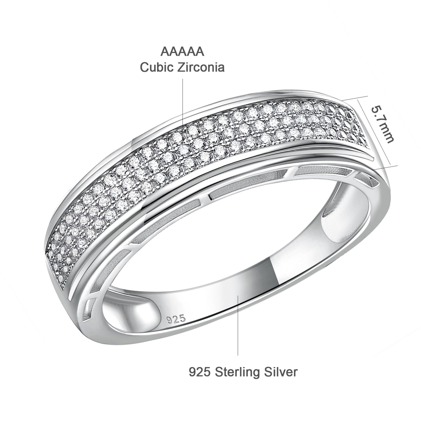 Genuine 925 Sterling Silver Promise Wedding band for Men