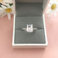 Solid 925 Sterling Silver Engagement Rings For Women Emerald Cut Hide Halo Cubic Zircon Sparking Wedding Fine Jewelry