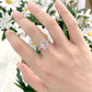 Solid 925 Sterling Silver Engagement Rings For Women Emerald Cut Hide Halo Cubic Zircon Sparking Wedding Fine Jewelry