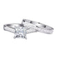 2 Pieces Classic Wedding Ring Set for Women 7*7mm Princess Cut AAAAA Zircon 925 Sterling Silver Engagement Rings Jewelry