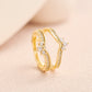 Two Color 925 Silver Yellow Gold Crown Wedding Rings for Women Guard Enhancers Round Cubic Zirconia Adjustable Wrap Band
