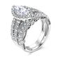 925 Sterling Silver Marquise Emerald Cut AAAAA Cubic Zircon Wedding Engagement Ring Set for Women
