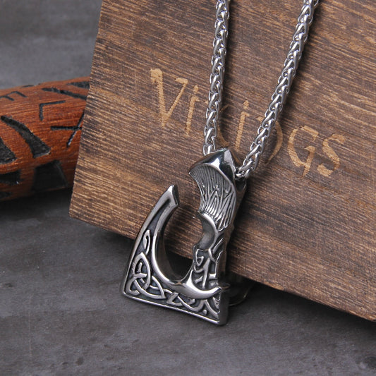 Viking Axe Necklace Pendant Valknut Stainless Steel Viking Men