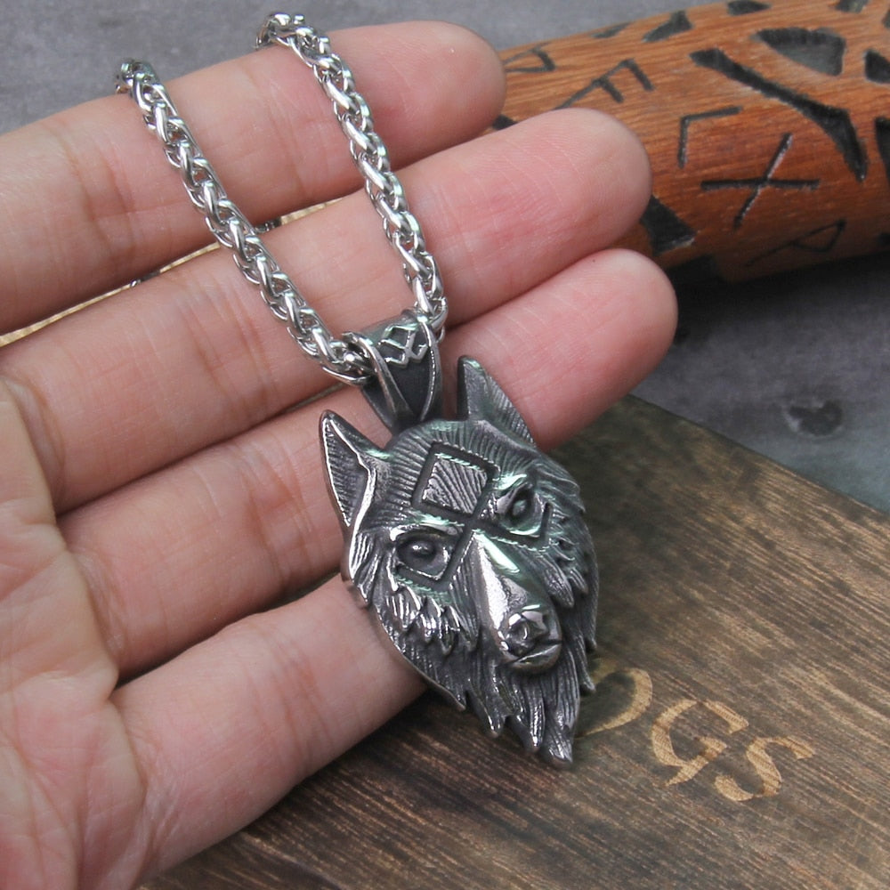 Stainless Steel Necklaces Wolf Head Animal Hip Hop Pendants Men