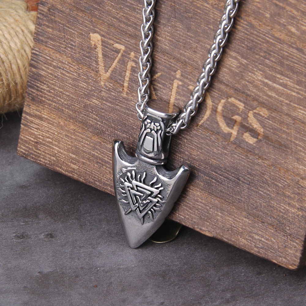 Norse Viking valknut odin sword Gungnir vegvisir pendant necklace stainless steel