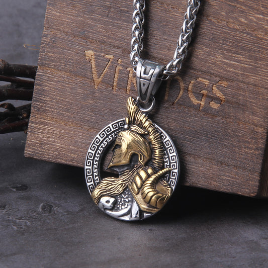 Never Fade Sparta Helmet pendant necklace with wooden box for Men
