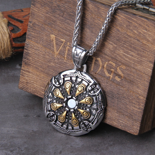 Stainless Steel Vegvisir Viking Mix Gold Color Rune Necklace Viking Scandinavian Norse Viking Necklace Men Gift