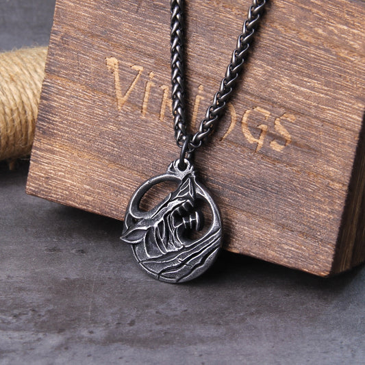 Men stainless steel Wolf head Norse Viking pendant necklace Vikings