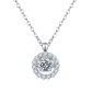 0.50ct D Color VVS1 Moissanite Halo Dancing Diamond Pendant Necklace in 925 Sterling Silver