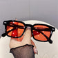 Vintage Red Rectangle Sunglasses Design Fashion Decor Acrylic Yellow Clear Lens Square
