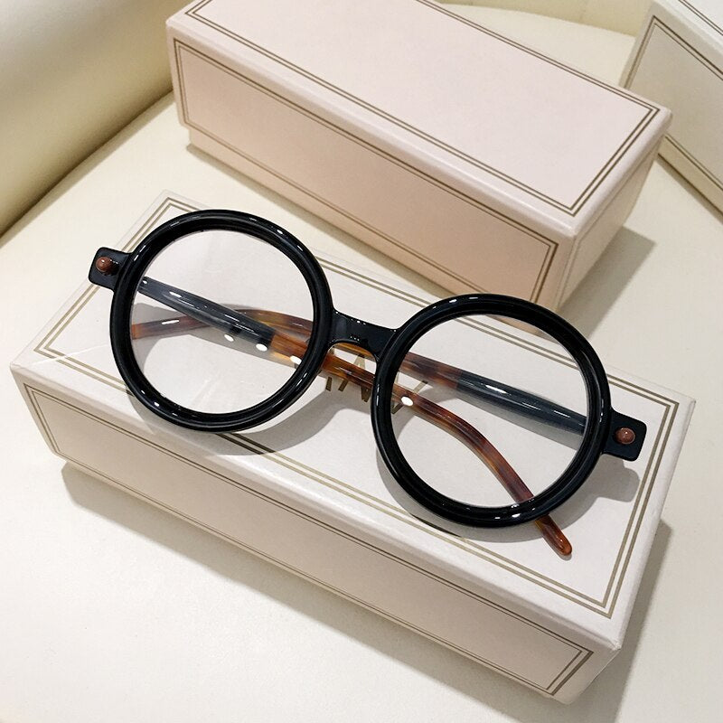 Retro Gray Pink Lens Round Sunglasses Women Brand Trendy Shiny Circle Frame