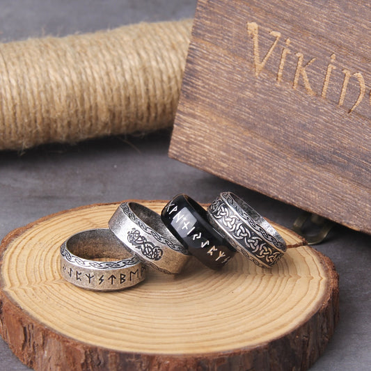 Viking rune stainless steel ring smooth fashion popular amulet jewelry